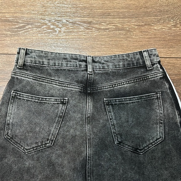 ZARA Women's Denim Mini Skirt with Side Stripes in Black/White│Size Small - Picture 9 of 10